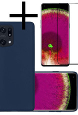 NoXx Hoes Geschikt voor OPPO Find X5 Hoesje Cover Siliconen Back Case Hoes Met Screenprotector - Donkerblauw