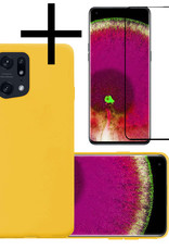 NoXx Hoes Geschikt voor OPPO Find X5 Hoesje Cover Siliconen Back Case Hoes Met Screenprotector - Geel