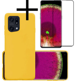 NoXx NoXx OPPO Find X5 Hoesje Siliconen Met Screenprotector - Geel