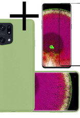 NoXx Hoes Geschikt voor OPPO Find X5 Hoesje Cover Siliconen Back Case Hoes Met Screenprotector - Groen