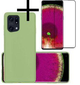 NoXx NoXx OPPO Find X5 Hoesje Siliconen Met Screenprotector - Groen