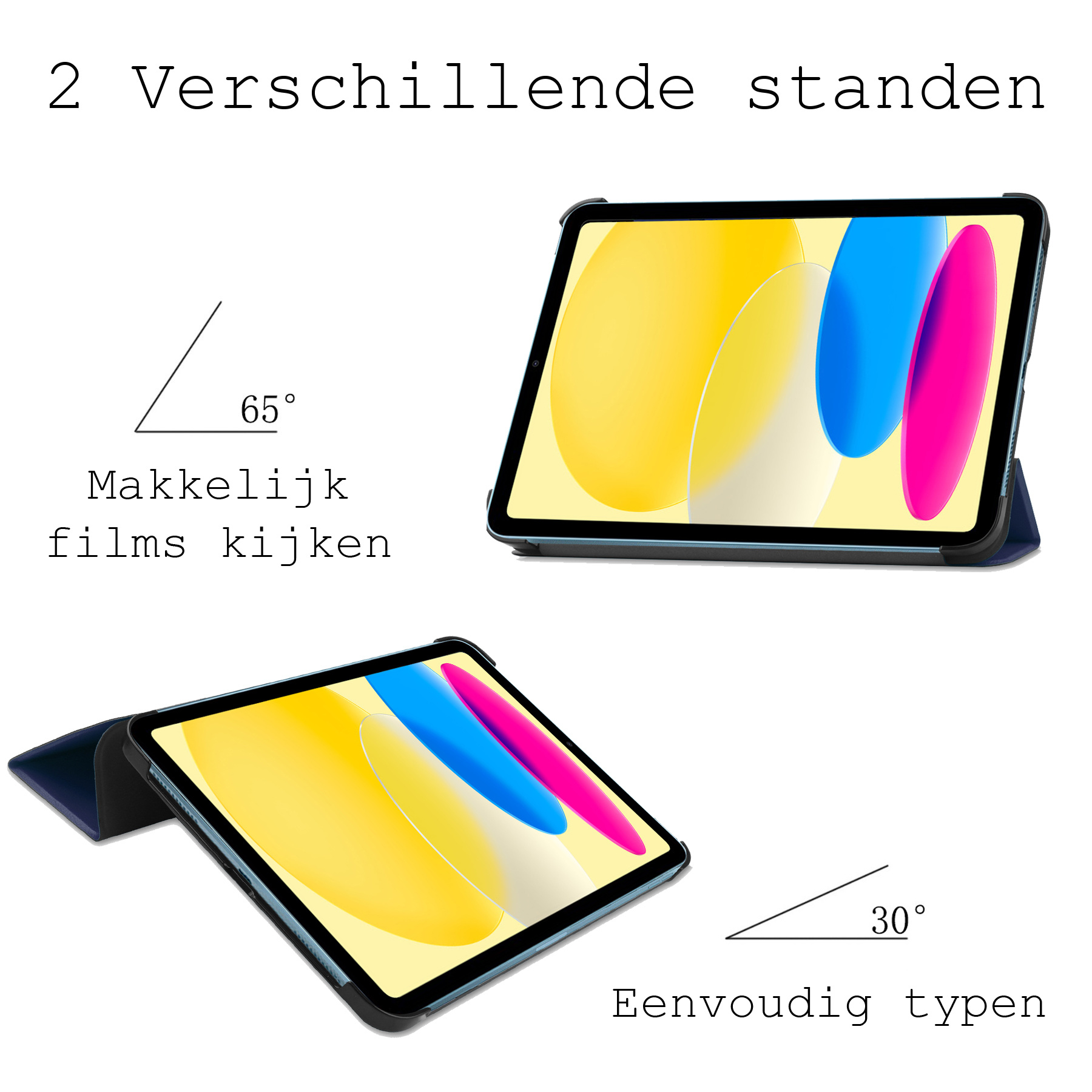 iPad 10 2022 Hoes Case Hoesje Hard Cover - iPad 10 Hoesje Bookcase - Donker Blauw