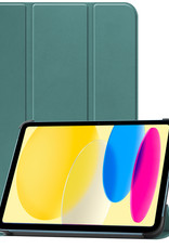 BASEY. Hoesje Geschikt voor iPad 2022 Hoes Case Tablet Hoesje Tri-fold - Hoes Geschikt voor iPad 10 Hoesje Hard Cover Bookcase Hoes - Donkergroen