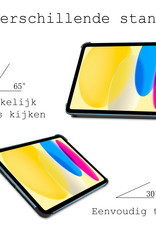 BASEY. Hoesje Geschikt voor iPad 2022 Hoes Case Tablet Hoesje Tri-fold - Hoes Geschikt voor iPad 10 Hoesje Hard Cover Bookcase Hoes - Donkergroen