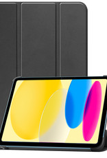 BASEY. Hoesje Geschikt voor iPad 2022 Hoes Case Tablet Hoesje Tri-fold - Hoes Geschikt voor iPad 10 Hoesje Hard Cover Bookcase Hoes - Zwart