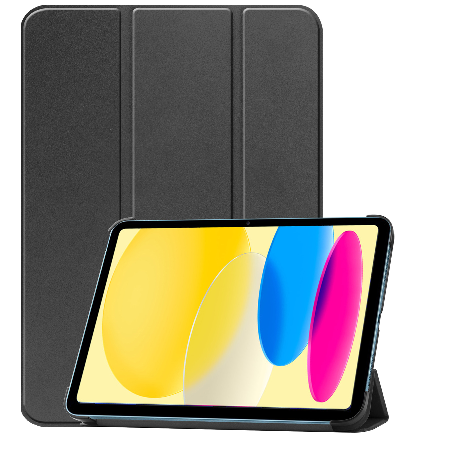 BASEY. Hoesje Geschikt voor iPad 2022 Hoes Case Tablet Hoesje Tri-fold - Hoes Geschikt voor iPad 10 Hoesje Hard Cover Bookcase Hoes - Zwart