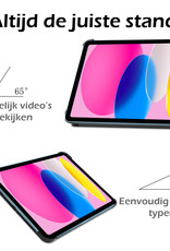 Nomfy Hoes Geschikt voor iPad 2022 Hoes Tri-fold Tablet Hoesje Case - Hoesje Geschikt voor iPad 10 Hoesje Hardcover Bookcase - Donkerblauw