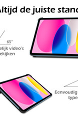 Nomfy Hoes Geschikt voor iPad 2022 Hoes Tri-fold Tablet Hoesje Case - Hoesje Geschikt voor iPad 10 Hoesje Hardcover Bookcase - Zwart