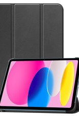 Nomfy Hoes Geschikt voor iPad 2022 Hoes Tri-fold Tablet Hoesje Case - Hoesje Geschikt voor iPad 10 Hoesje Hardcover Bookcase - Zwart