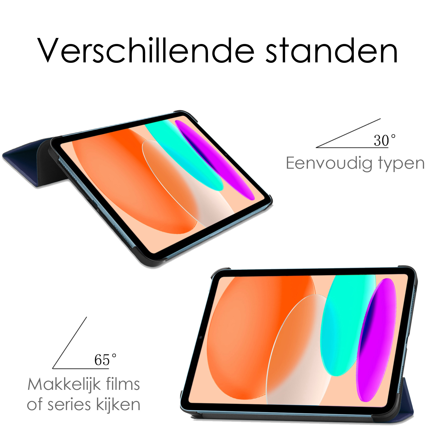 NoXx Hoesje Geschikt voor iPad 2022 Hoesje Case Hard Cover Hoes Book Case Met Screenprotector - Donkerblauw