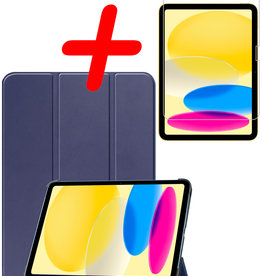 BASEY. BASEY. iPad 10 2022 Hoesje Met Screenprotector - Donkerblauw
