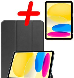 BASEY. iPad 10 2022 Hoesje Met Screenprotector -  Zwart