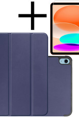 NoXx Hoesje Geschikt voor iPad 2022 Hoesje Case Hard Cover Hoes Book Case Met Screenprotector - Donkerblauw