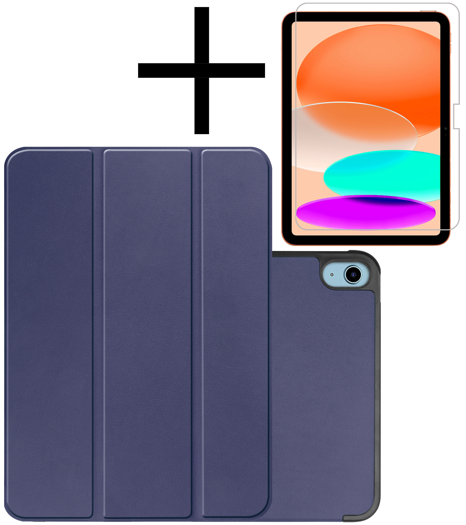 NoXx Hoesje Geschikt voor iPad 2022 Hoesje Case Hard Cover Hoes Book Case Met Screenprotector - Donkerblauw