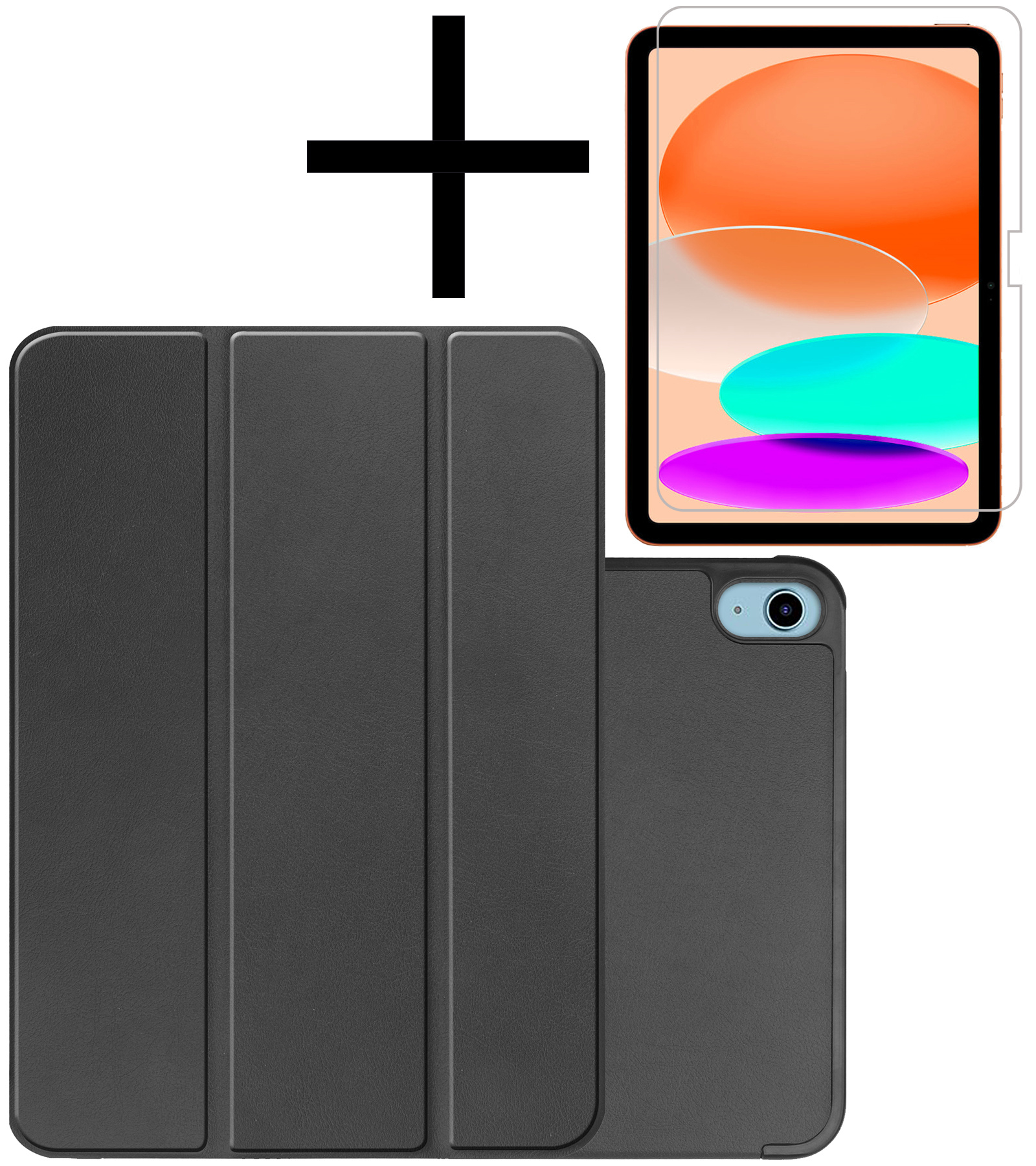 NoXx Hoesje Geschikt voor iPad 2022 Hoesje Case Hard Cover Hoes Book Case Met Screenprotector - Zwart
