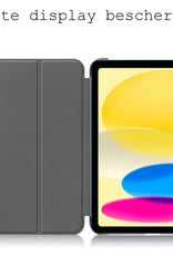 iPad 10 2022 Hoes Case Hoesje Hard Cover - iPad 10 Hoesje Bookcase - Donker Blauw