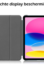 iPad 10 Hoesje Book Case Hard Cover Hoes Met Screenprotector - iPad 10 2022 Hoes Hardcase - Zwart