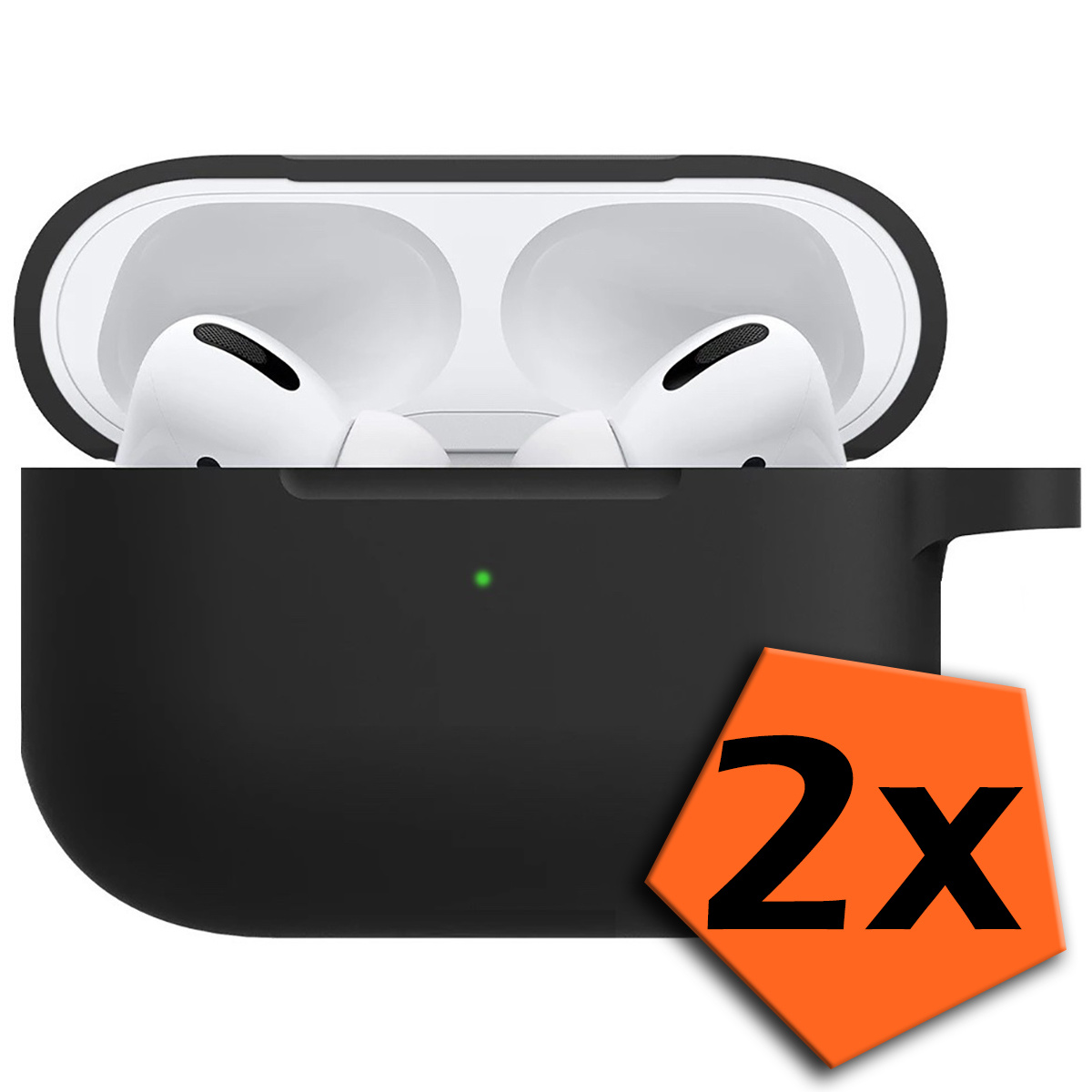 Nomfy Hoesje Geschikt voor AirPods Pro 2 Hoesje Siliconen Case Hoes - Hoesje Geschikt voor Apple AirPods Pro 2 Case - Zwart - 2 PACK