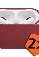 Nomfy Hoesje Geschikt voor AirPods Pro 2 Hoesje Siliconen Case Hoes - Hoesje Geschikt voor Apple AirPods Pro 2 Case - Wijnrood - 2 PACK