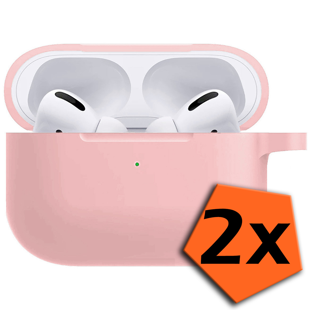 Nomfy Hoesje Geschikt voor AirPods Pro 2 Hoesje Siliconen Case Hoes - Hoesje Geschikt voor Apple AirPods Pro 2 Case - Lichtroze - 2 PACK