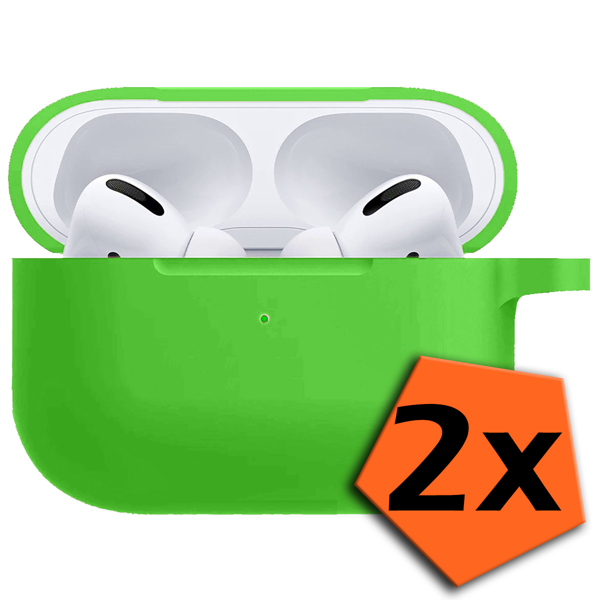 Nomfy Hoesje Geschikt voor AirPods Pro 2 Hoesje Siliconen Case Hoes - Hoesje Geschikt voor Apple AirPods Pro 2 Case - Groen - 2 PACK