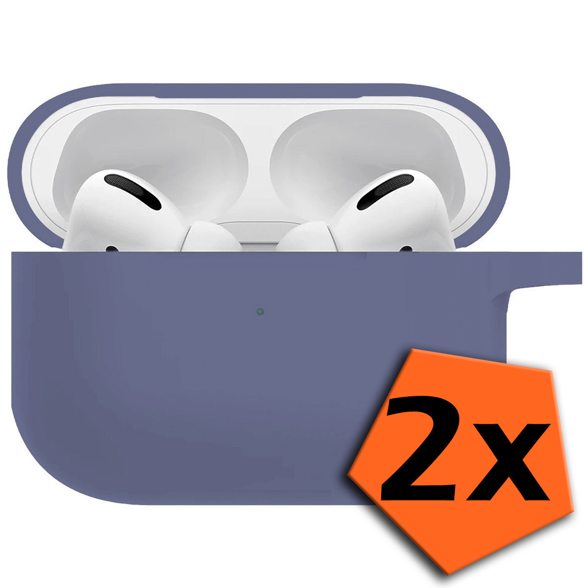 Nomfy Hoesje Geschikt voor AirPods Pro 2 Hoesje Siliconen Case Hoes - Hoesje Geschikt voor Apple AirPods Pro 2 Case - Grijsblauw - 2 PACK
