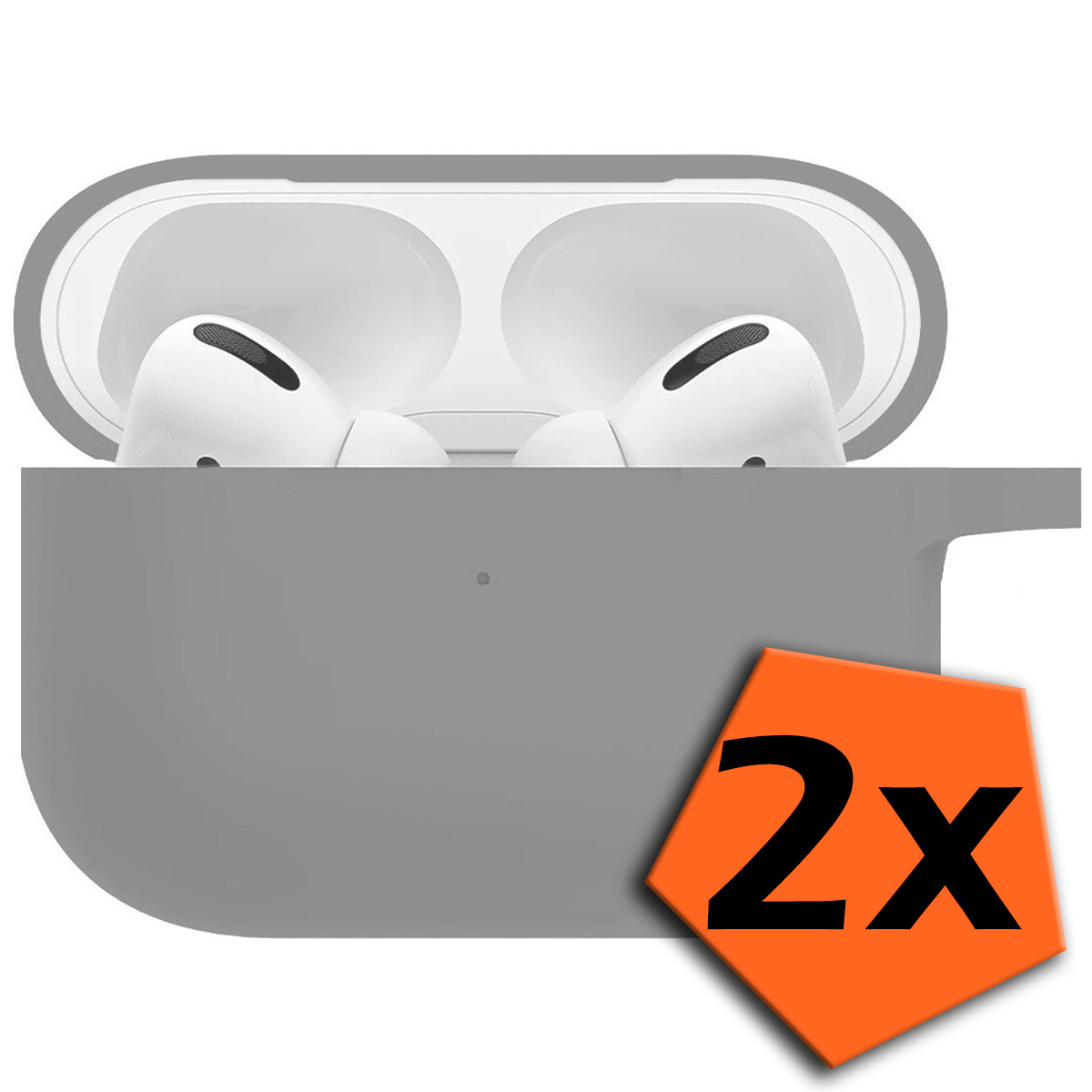 Nomfy Hoesje Geschikt voor AirPods Pro 2 Hoesje Siliconen Case Hoes - Hoesje Geschikt voor Apple AirPods Pro 2 Case - Grijs - 2 PACK