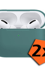 Nomfy Hoesje Geschikt voor AirPods Pro 2 Hoesje Siliconen Case Hoes - Hoesje Geschikt voor Apple AirPods Pro 2 Case - Donkergroen - 2 PACK