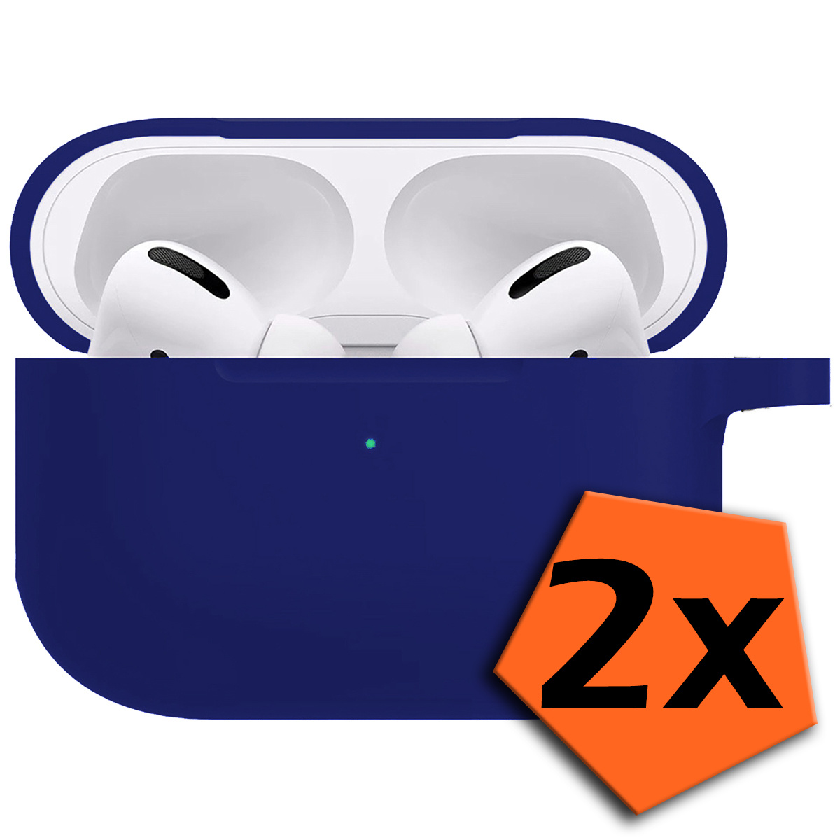 Nomfy Hoesje Geschikt voor AirPods Pro 2 Hoesje Siliconen Case Hoes - Hoesje Geschikt voor Apple AirPods Pro 2 Case - Donkerblauw - 2 PACK