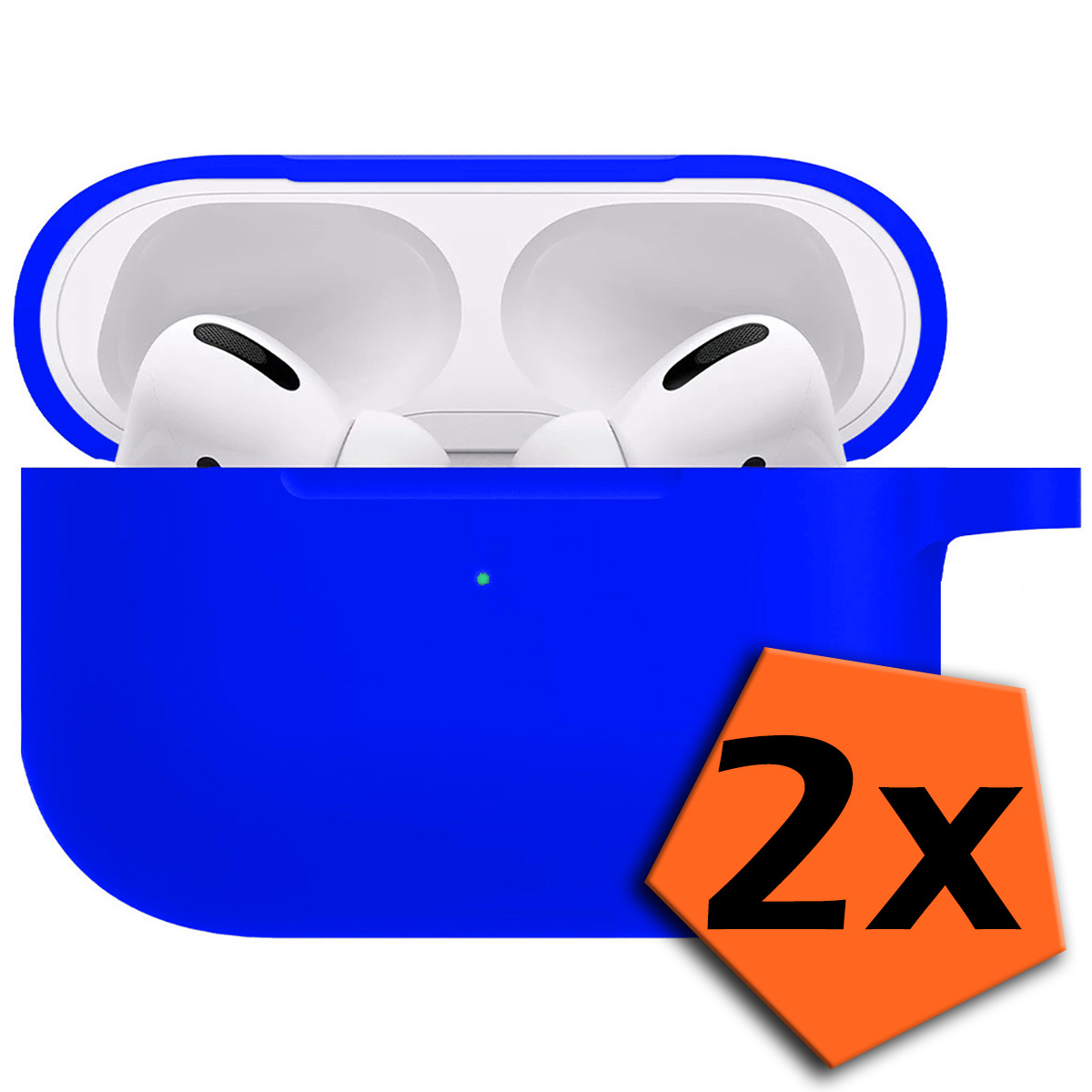 Nomfy Hoesje Geschikt voor AirPods Pro 2 Hoesje Siliconen Case Hoes - Hoesje Geschikt voor Apple AirPods Pro 2 Case - Blauw - 2 PACK