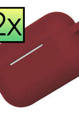 NoXx Hoes Geschikt voor AirPods Pro 2 Hoesje Cover Silicone Case Hoes - Wijnrood - 2x