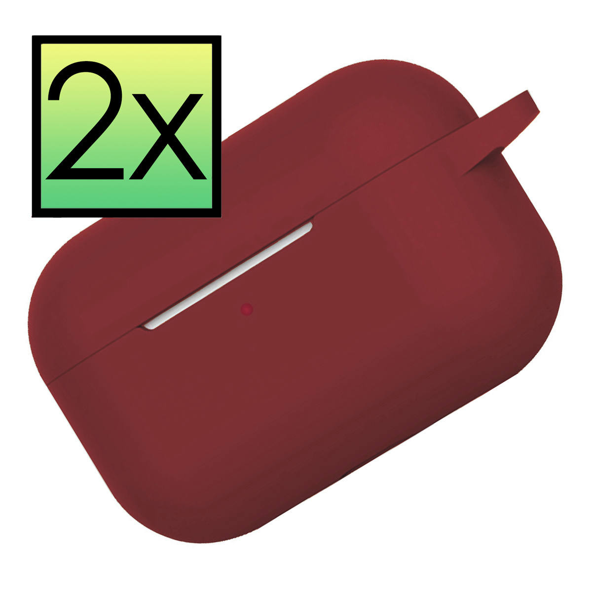 NoXx Hoes Geschikt voor AirPods Pro 2 Hoesje Cover Silicone Case Hoes - Wijnrood - 2x