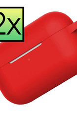 NoXx Hoes Geschikt voor AirPods Pro 2 Hoesje Cover Silicone Case Hoes - Rood - 2x