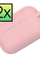 NoXx Hoes Geschikt voor AirPods Pro 2 Hoesje Cover Silicone Case Hoes - Lichtroze - 2x