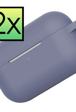 NoXx Hoes Geschikt voor AirPods Pro 2 Hoesje Cover Silicone Case Hoes - Grijsblauw - 2x