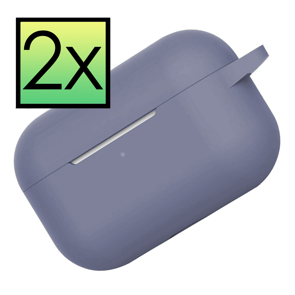 NoXx Hoes Geschikt voor AirPods Pro 2 Hoesje Cover Silicone Case Hoes - Grijsblauw - 2x