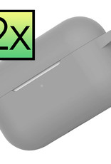 NoXx Hoes Geschikt voor AirPods Pro 2 Hoesje Cover Silicone Case Hoes - Grijs - 2x