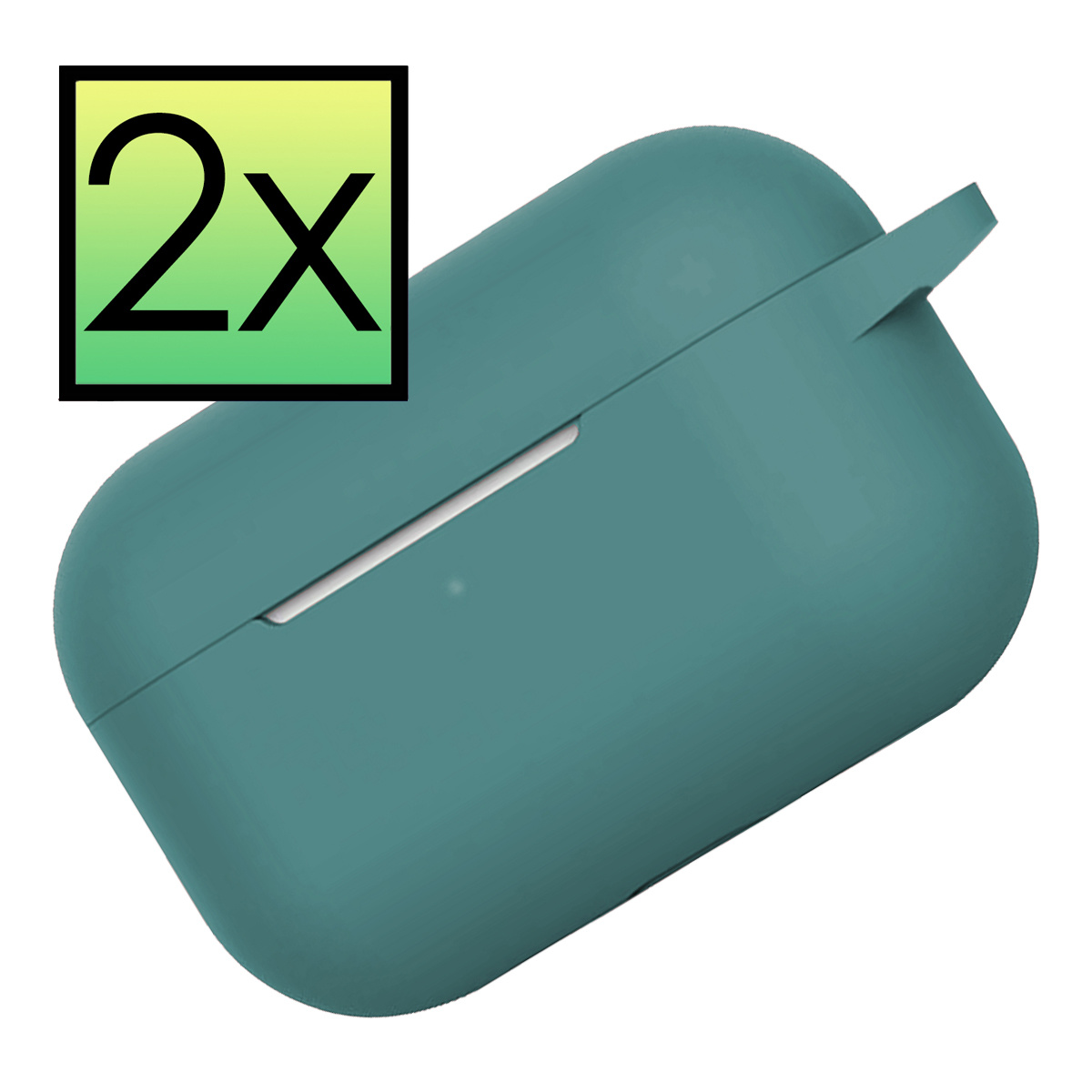 NoXx Hoes Geschikt voor AirPods Pro 2 Hoesje Cover Silicone Case Hoes - Donkergroen - 2x
