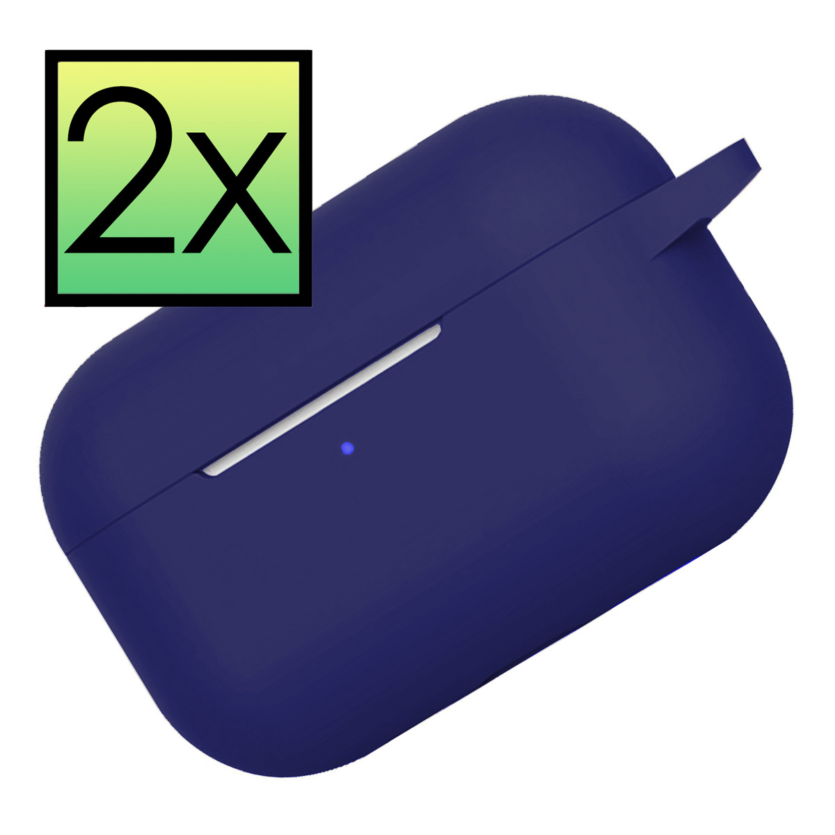 NoXx Hoes Geschikt voor AirPods Pro 2 Hoesje Cover Silicone Case Hoes - Donkerblauw - 2x