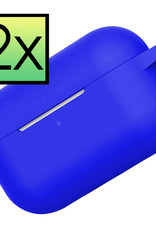 NoXx Hoes Geschikt voor AirPods Pro 2 Hoesje Cover Silicone Case Hoes - Blauw - 2x