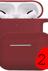 BASEY. Case Geschikt voor AirPods Pro 2 Hoesje Siliconen Hoes Cover - Hoes Geschikt voor Apple AirPods Pro 2 Case Siliconen - Wijnrood - 2 Stuks