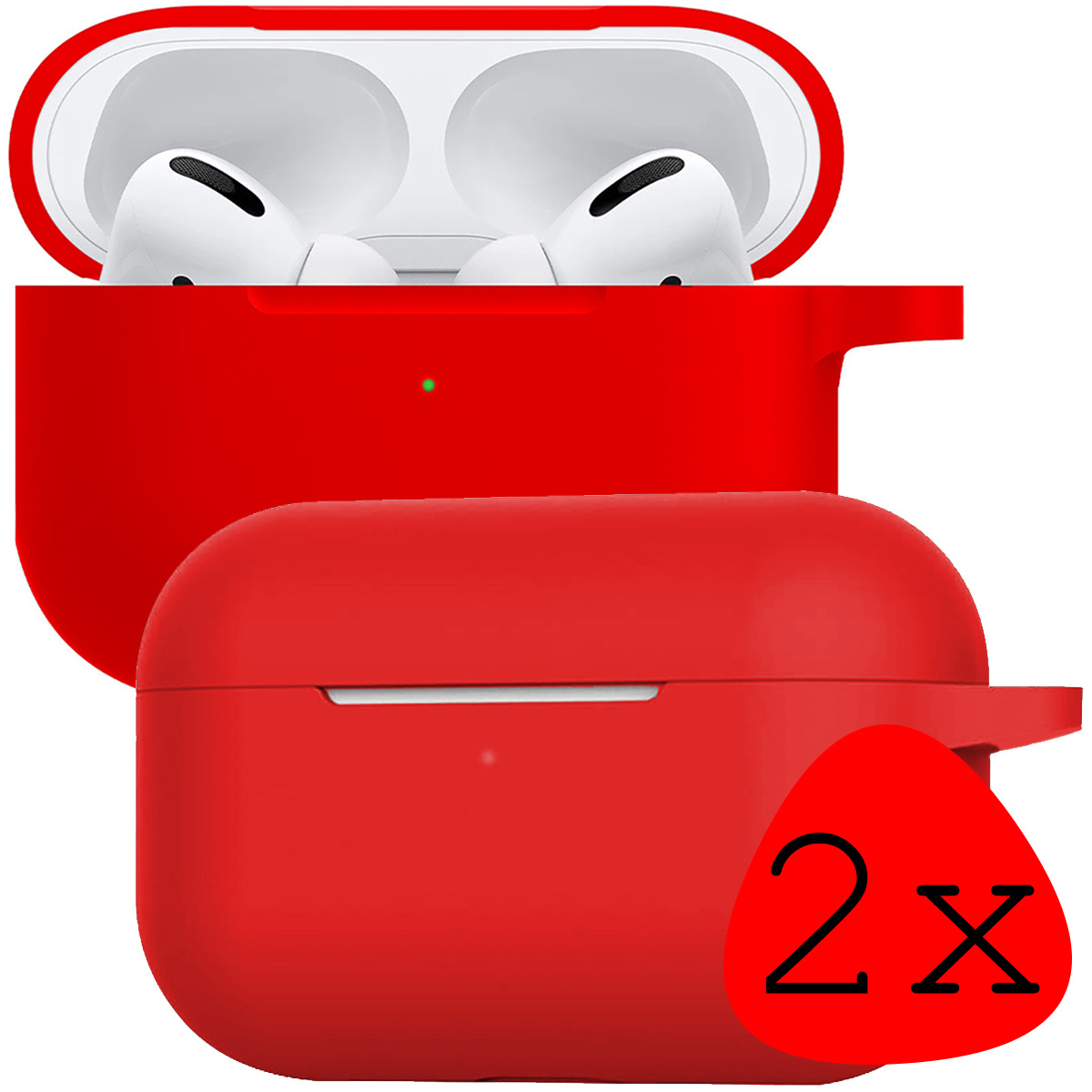 BASEY. Case Geschikt voor AirPods Pro 2 Hoesje Siliconen Hoes Cover - Hoes Geschikt voor Apple AirPods Pro 2 Case Siliconen - Rood - 2 Stuks