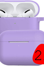 BASEY. Case Geschikt voor AirPods Pro 2 Hoesje Siliconen Hoes Cover - Hoes Geschikt voor Apple AirPods Pro 2 Case Siliconen - Lila - 2 Stuks