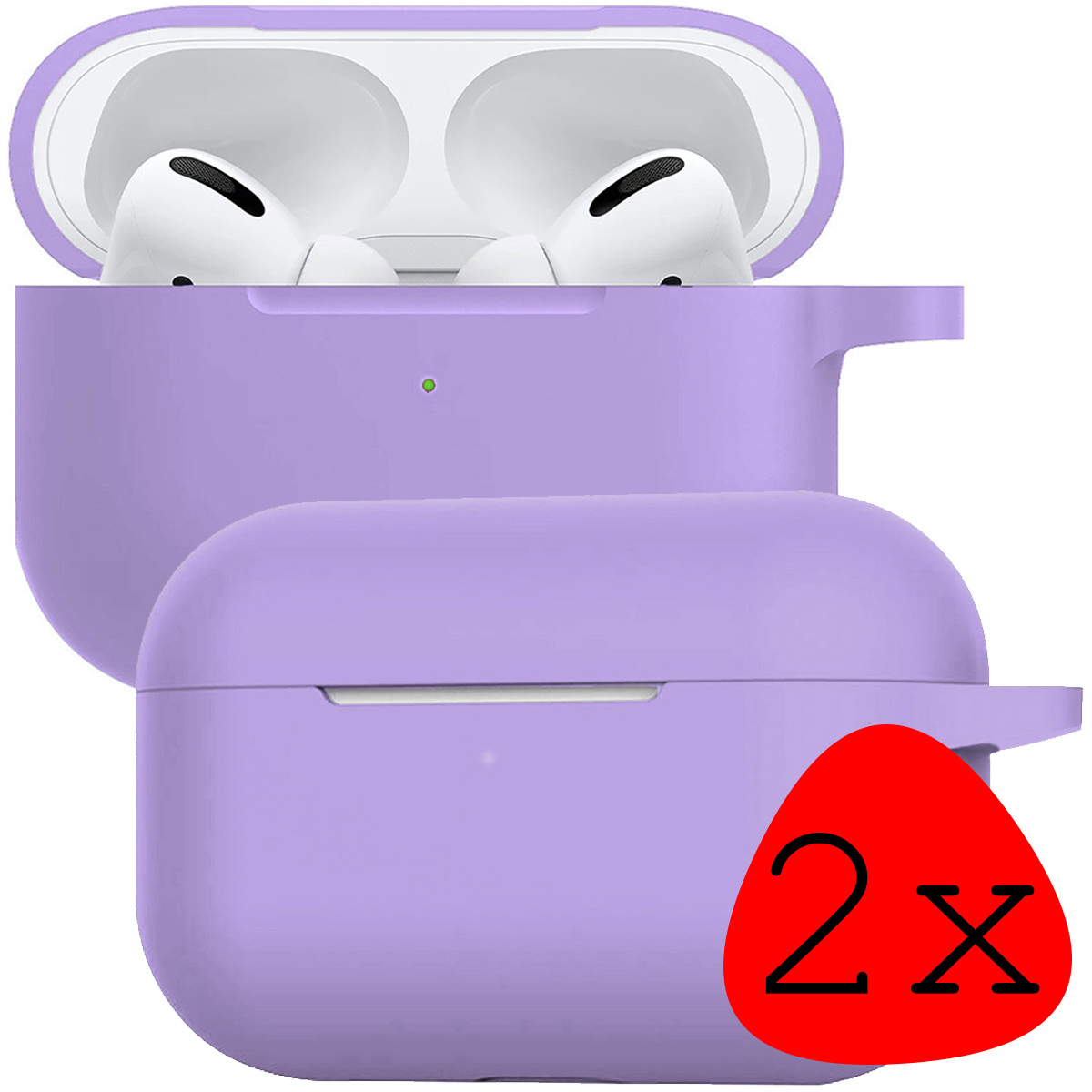 BASEY. Case Geschikt voor AirPods Pro 2 Hoesje Siliconen Hoes Cover - Hoes Geschikt voor Apple AirPods Pro 2 Case Siliconen - Lila - 2 Stuks