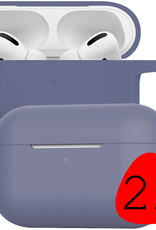 BASEY. Case Geschikt voor AirPods Pro 2 Hoesje Siliconen Hoes Cover - Hoes Geschikt voor Apple AirPods Pro 2 Case Siliconen - Grijsblauw - 2 Stuks