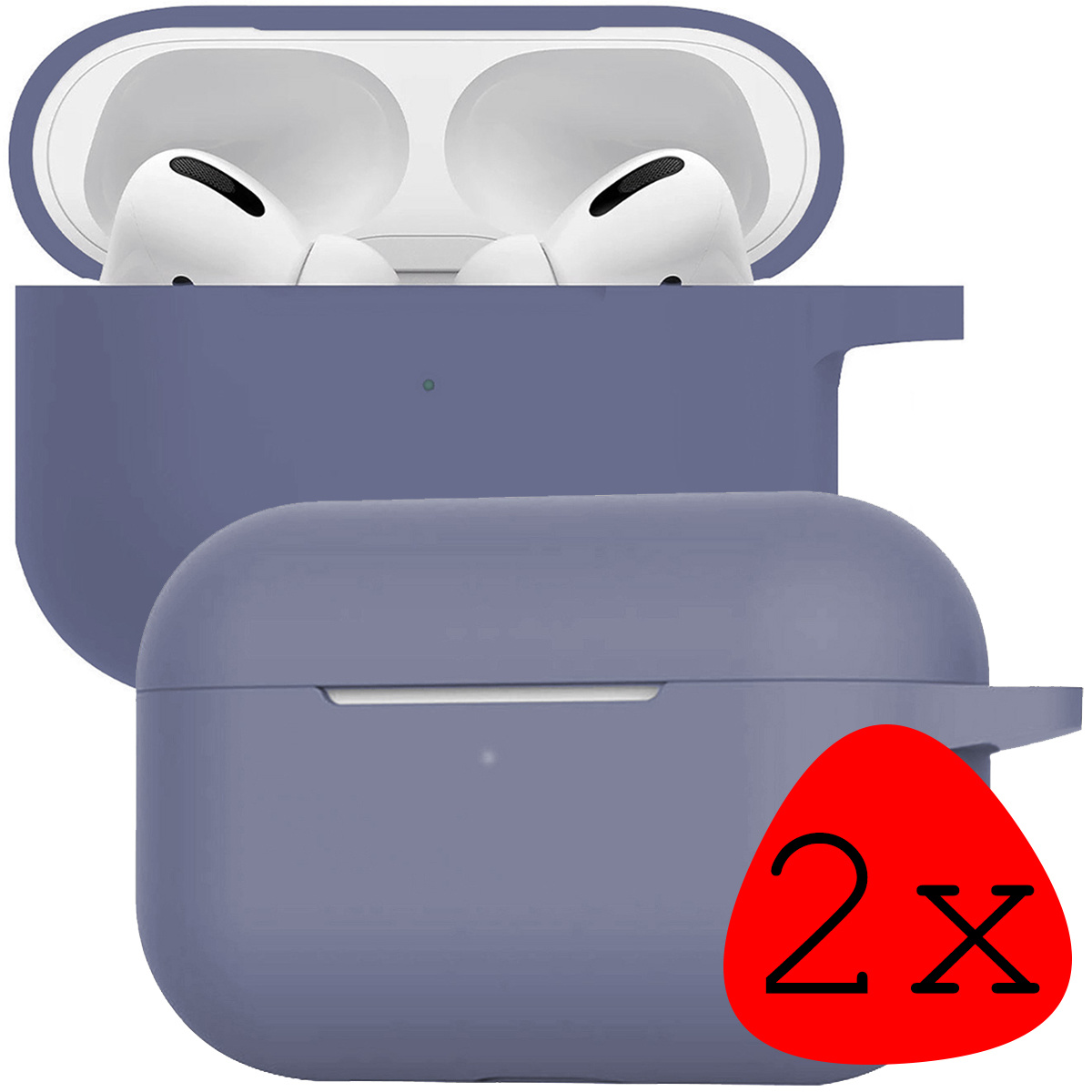 BASEY. Case Geschikt voor AirPods Pro 2 Hoesje Siliconen Hoes Cover - Hoes Geschikt voor Apple AirPods Pro 2 Case Siliconen - Grijsblauw - 2 Stuks