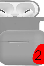 BASEY. Case Geschikt voor AirPods Pro 2 Hoesje Siliconen Hoes Cover - Hoes Geschikt voor Apple AirPods Pro 2 Case Siliconen - Grijs - 2 Stuks