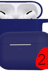 BASEY. Case Geschikt voor AirPods Pro 2 Hoesje Siliconen Hoes Cover - Hoes Geschikt voor Apple AirPods Pro 2 Case Siliconen - Donkerblauw - 2 Stuks