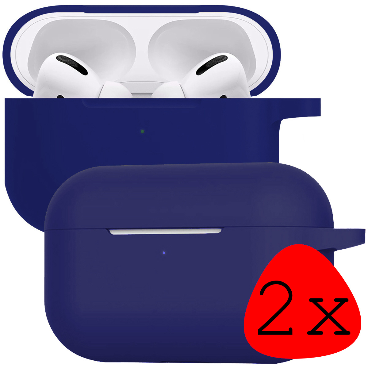 BASEY. Case Geschikt voor AirPods Pro 2 Hoesje Siliconen Hoes Cover - Hoes Geschikt voor Apple AirPods Pro 2 Case Siliconen - Donkerblauw - 2 Stuks