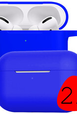 BASEY. Case Geschikt voor AirPods Pro 2 Hoesje Siliconen Hoes Cover - Hoes Geschikt voor Apple AirPods Pro 2 Case Siliconen - Blauw - 2 Stuks
